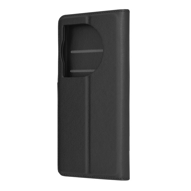 Husa pentru  OnePlus 12 tip carte cu inchidere magnetica, compartimente pentru carduri si functie stand, negru