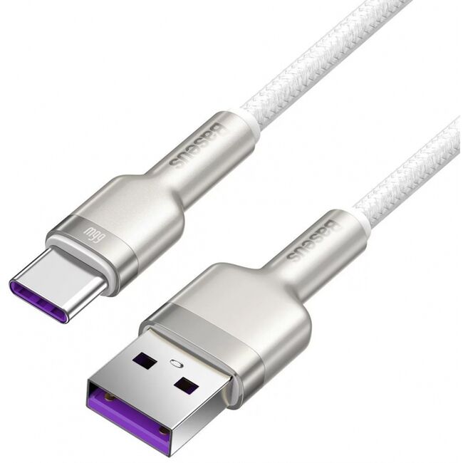 Cablu date Fast Charging USB, Type-C Baseus, 1m, alb, CAKF000102