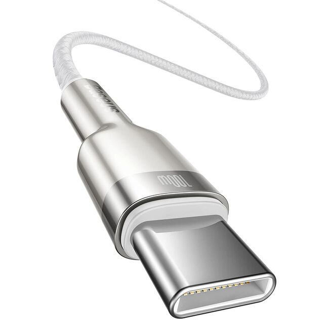 Cablu date Type-C Baseus, 100W, 480Mbps, 1m, alb, CATJK-C02