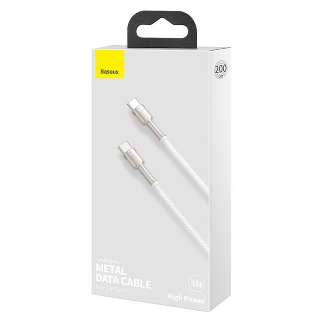 Cablu date Type-C Baseus, 100W, 480Mbps, 2m, alb, CATJK-D02