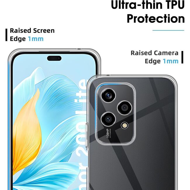 Husa pentru Honor 200 Lite Slim Anti-Shock 1.5mm, cu protectie lentile, Transparent