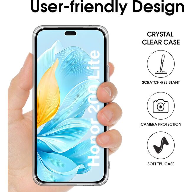 Husa pentru Honor 200 Lite Slim Anti-Shock 1.5mm, cu protectie lentile, Transparent