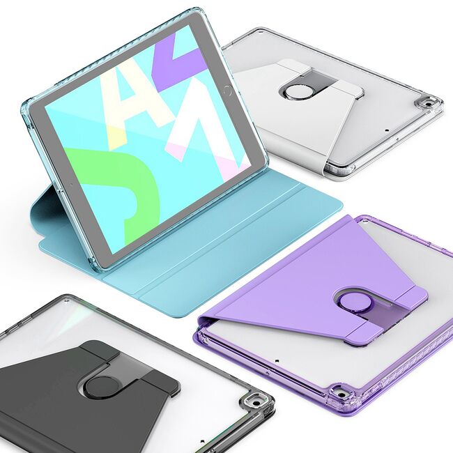 Husa pentru  iPad 9 10.2 inch 2021 rotativa de tip stand cu functie sleep/wake-up si slot pentru stylus, mov