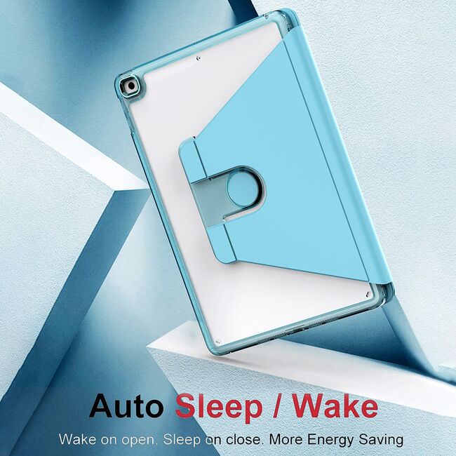 Husa pentru  iPad 9 10.2 inch 2021 rotativa de tip stand cu functie sleep/wake-up si slot pentru stylus, mov