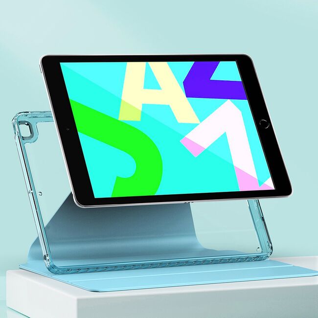 Husa pentru  iPad 9 10.2 inch 2021 rotativa de tip stand cu functie sleep/wake-up si slot pentru stylus, mov