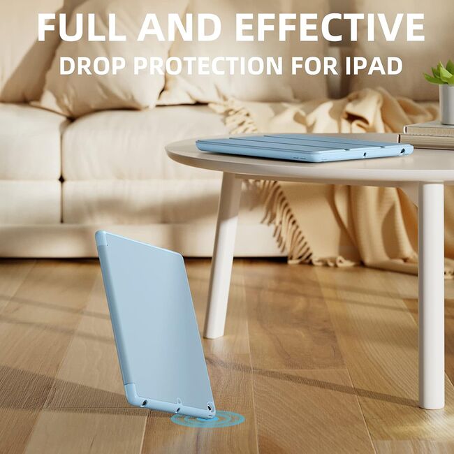 Husa iPad 10.2 inch 9/8/7 2021/2020/2019 cu suport Apple Pen si functie stand - light green - sky blue