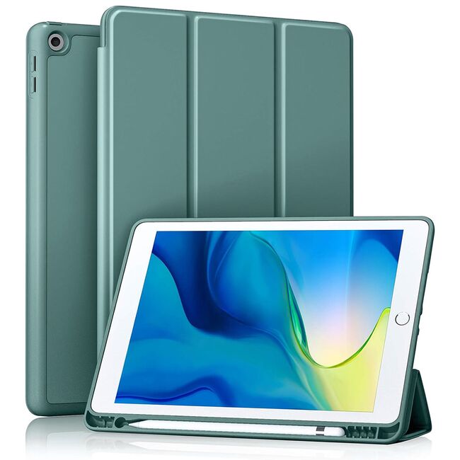 Husa iPad 10.2 inch 9/8/7 2021/2020/2019 cu suport Apple Pen si functie stand - dark green