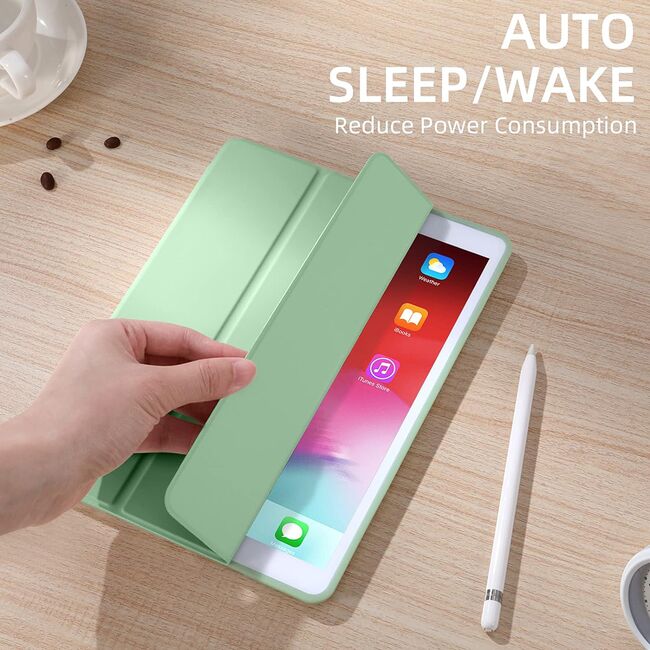 Husa iPad 10.2 inch 9/8/7 2021/2020/2019 cu suport Apple Pen si functie stand - light green