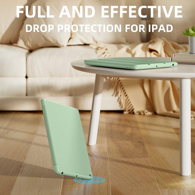 Husa iPad 10.2 inch 9/8/7 2021/2020/2019 cu suport Apple Pen si functie stand - light green