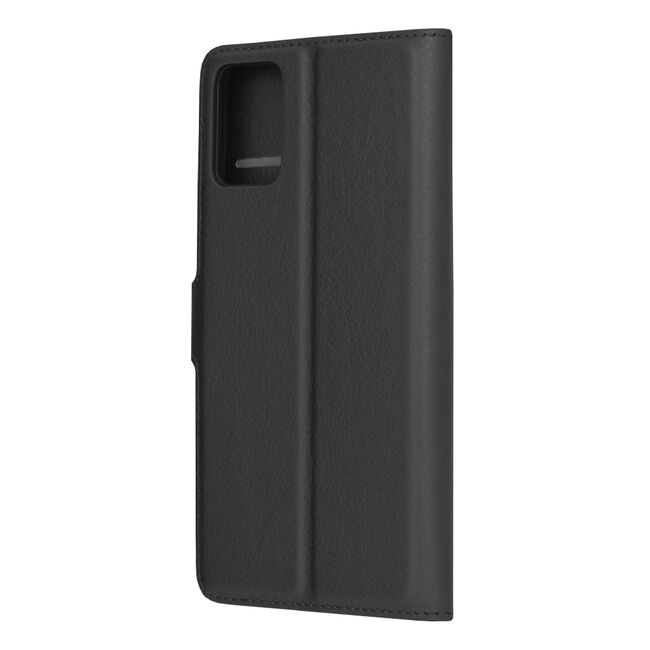Husa pentru  Motorola Moto E22, E22i tip carte cu inchidere magnetica, compartimente pentru carduri si functie stand, negru
