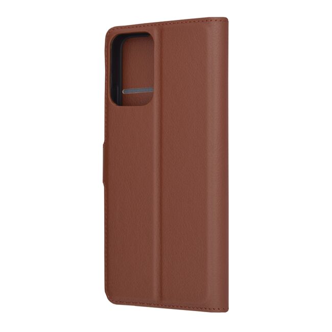 Husa pentru  Motorola Moto G34 tip carte cu inchidere magnetica, compartimente pentru carduri si functie stand, maro