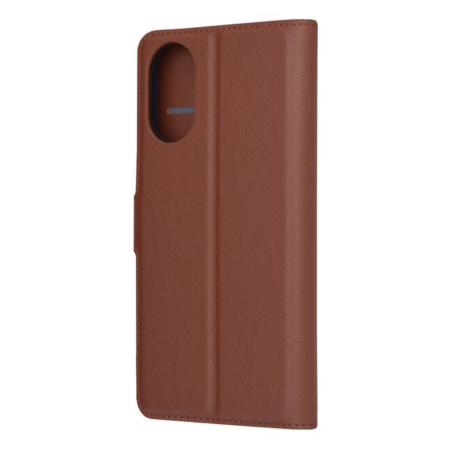 Husa pentru  Oppo A18, A38 tip carte cu inchidere magnetica, compartimente pentru carduri si functie stand, maro