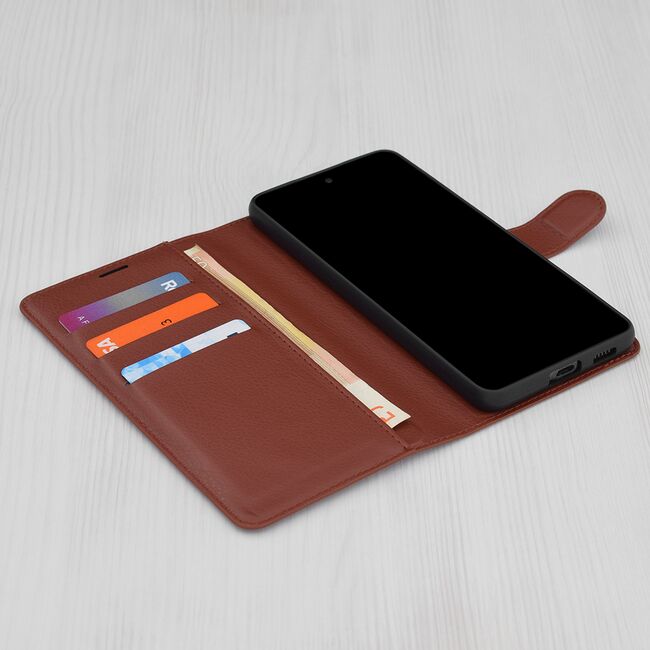 Husa Oppo A58 4G Techsuit Leather Book tip carte, maro