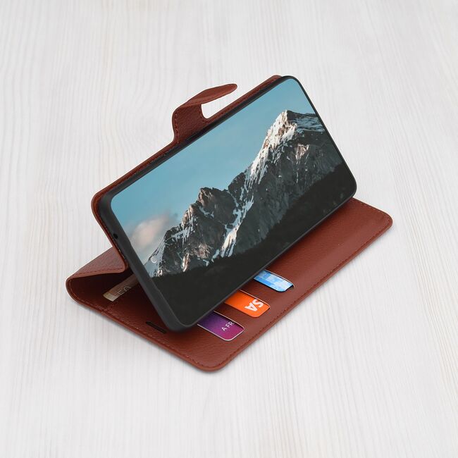 Husa Oppo A58 4G Techsuit Leather Book tip carte, maro