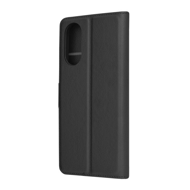 Husa pentru  Oppo A78 5G tip carte cu inchidere magnetica, compartimente pentru carduri si functie stand, negru