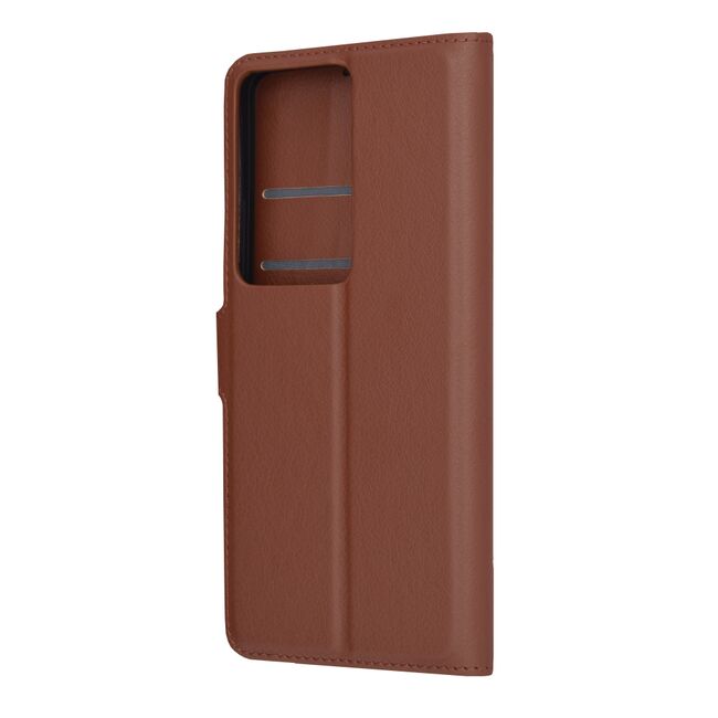 Husa pentru  Oppo A79 5G tip carte cu inchidere magnetica, compartimente pentru carduri si functie stand, maro