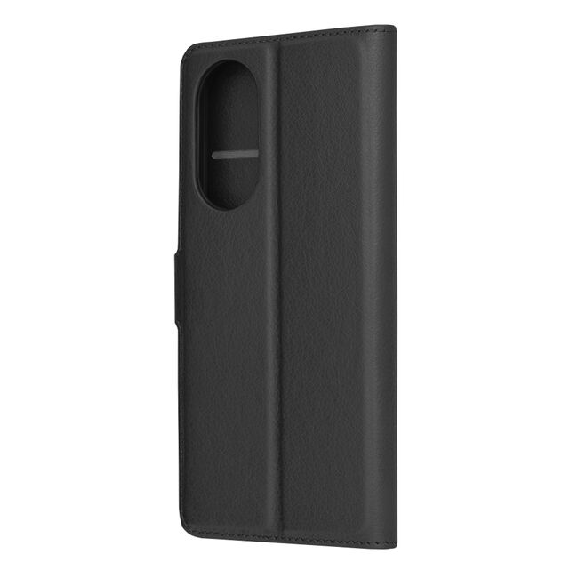 Husa pentru  Oppo A98 tip carte cu inchidere magnetica, compartimente pentru carduri si functie stand, negru