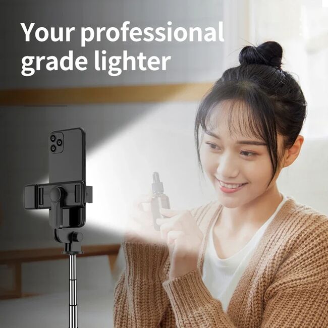 Selfie stick Bluetooth cu telecomanda si LED Techsuit S03-S