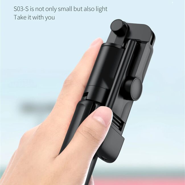Selfie stick Bluetooth cu telecomanda si LED Techsuit S03-S