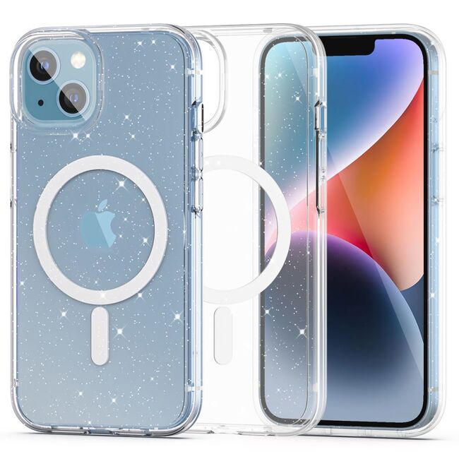 Husa sclipici iPhone 14 Sparkle Skin cu MagSafe, transparenta