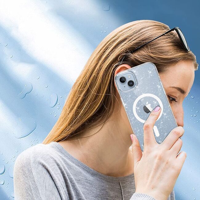 Husa sclipici iPhone 15 Pro Max Sparkle Skin cu MagSafe, transparenta