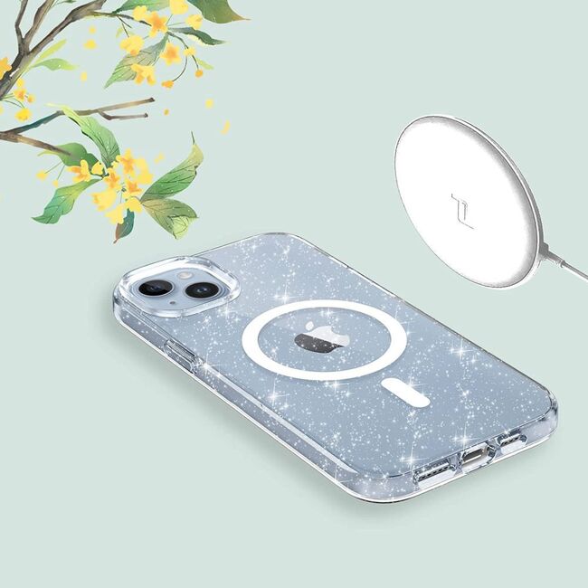 Husa sclipici iPhone 15 Pro Max Sparkle Skin cu MagSafe, transparenta