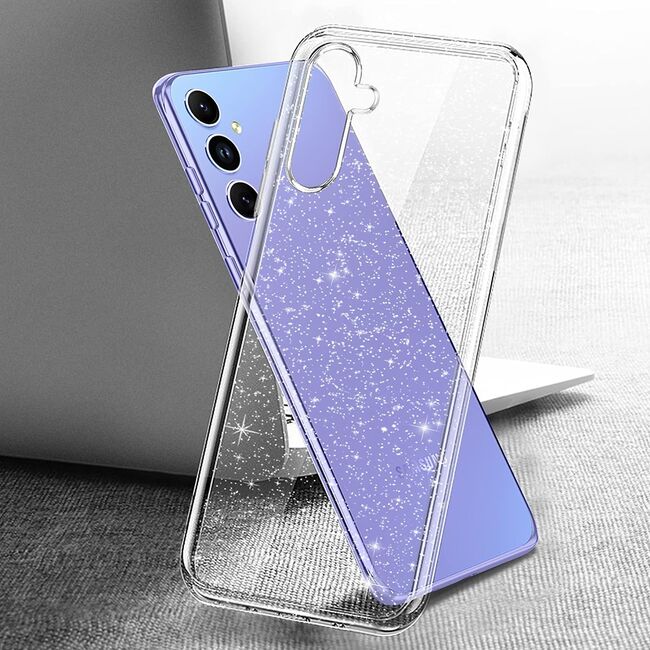 Husa sclipici Samsung Galaxy A14 Sparkle Skin, transparenta