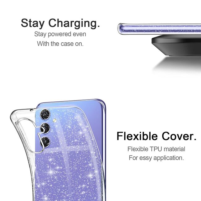 Husa sclipici Samsung Galaxy A14 Sparkle Skin, transparenta