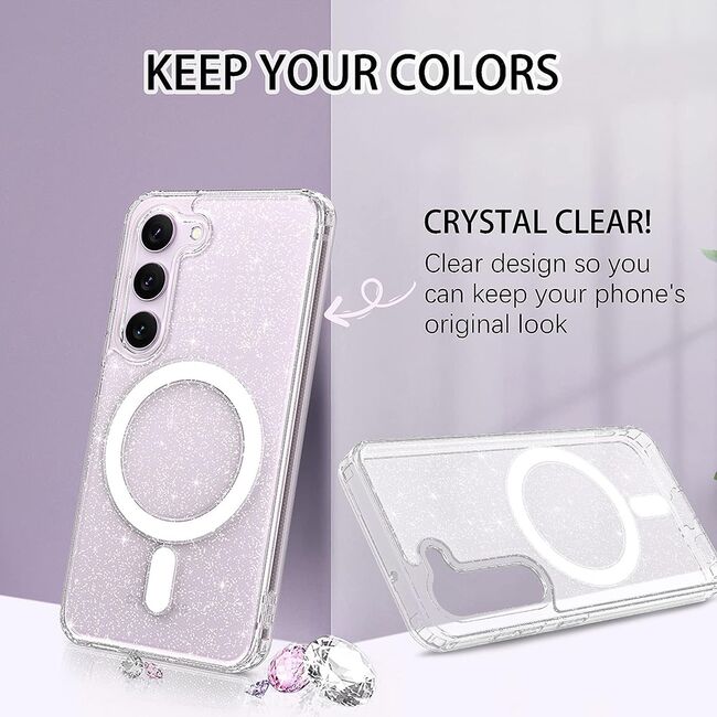 Husa sclipici Samsung Galaxy S23 Plus Sparkle Skin cu MagSafe, transparenta