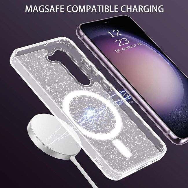 Husa sclipici Samsung Galaxy S23 Plus Sparkle Skin cu MagSafe, transparenta