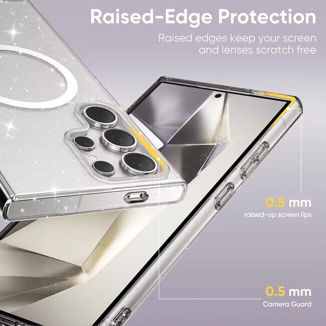 Husa sclipici Samsung Galaxy S24 Ultra Sparkle Skin cu MagSafe, transparenta