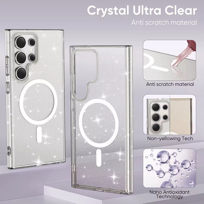 Husa sclipici Samsung Galaxy S24 Ultra Sparkle Skin cu MagSafe, transparenta