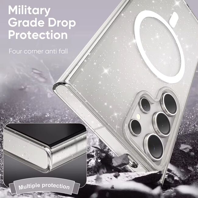 Husa sclipici Samsung Galaxy S24 Ultra Sparkle Skin cu MagSafe, transparenta