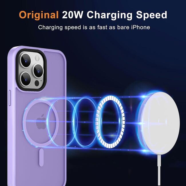 Husa pentru iPhone 15 Pro cu MagSafe, Ghost Series, translucent - mov