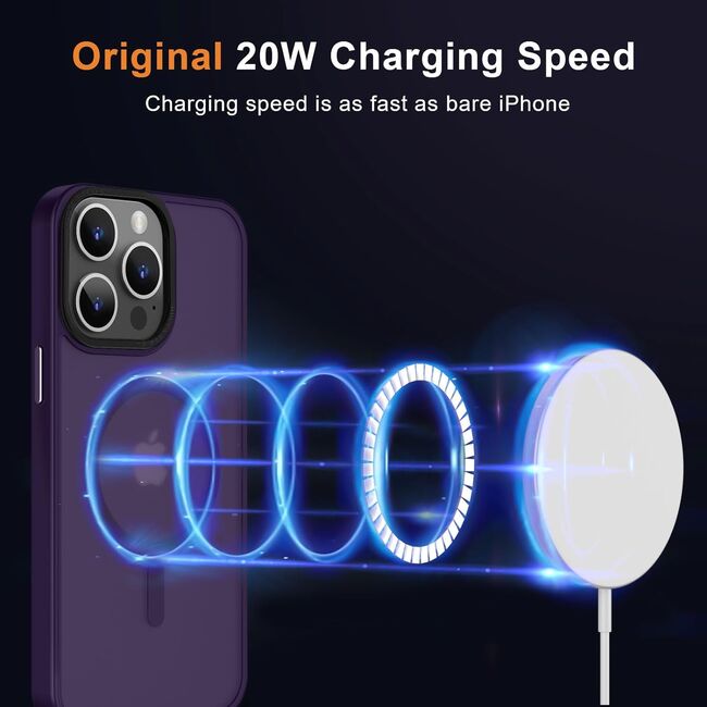 Husa pentru iPhone 15 Pro cu MagSafe, Ghost Series, translucent - mov inchis