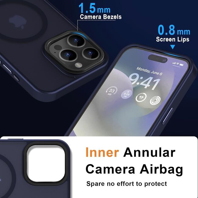 Husa pentru iPhone 15 Pro Max cu MagSafe, Ghost Series, translucent - albastru