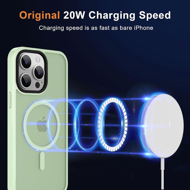 Husa pentru iPhone 15 Pro Max cu MagSafe, Ghost Series, translucent - verde deschis