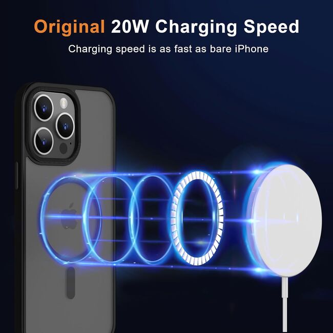 Husa pentru iPhone 15 Pro Max cu MagSafe, Ghost Series, translucent - negru