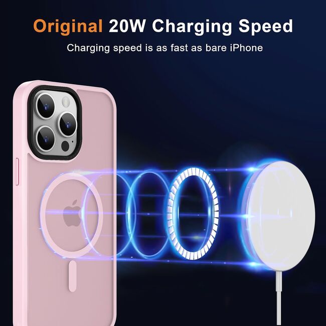 Husa pentru iPhone 15 Pro Max cu MagSafe, Ghost Series, translucent - roz