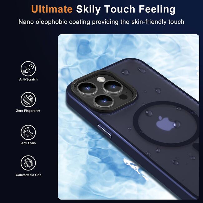 Husa pentru iPhone 15 Pro Max cu MagSafe, Ghost Series, translucent - albastru