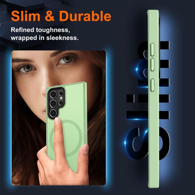 Husa pentru Samsung Galaxy S24 Ultra cu MagSafe, Ghost Series, translucent - verde deschis