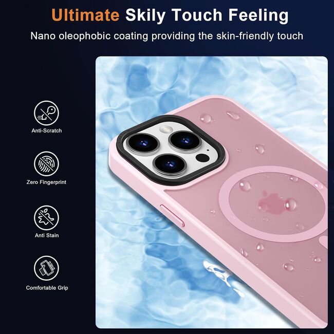 Husa pentru iPhone 15 Pro Max cu MagSafe, Ghost Series, translucent - roz