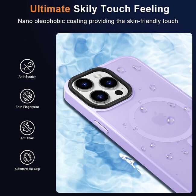 Husa pentru iPhone 15 Pro cu MagSafe, Ghost Series, translucent - mov