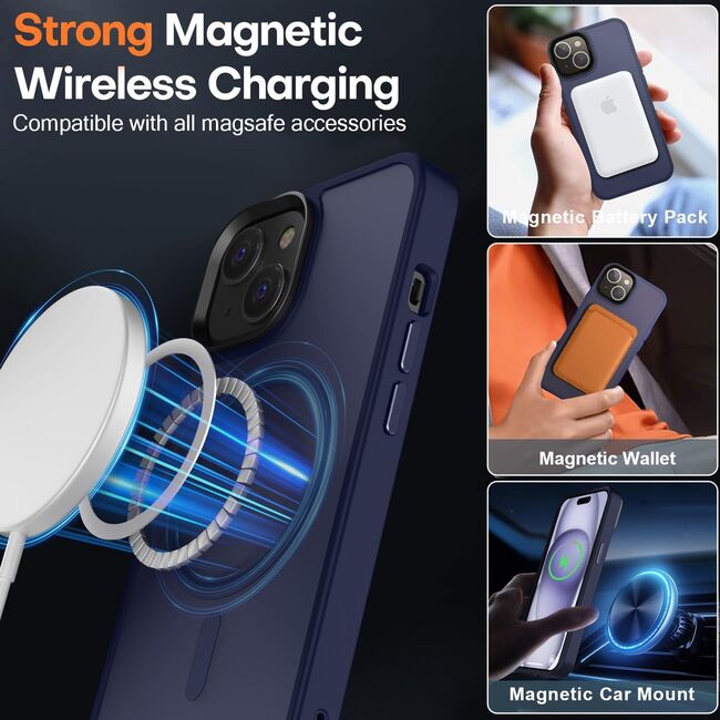Husa pentru iPhone 15 Plus cu MagSafe, Ghost Series, translucent - albastru