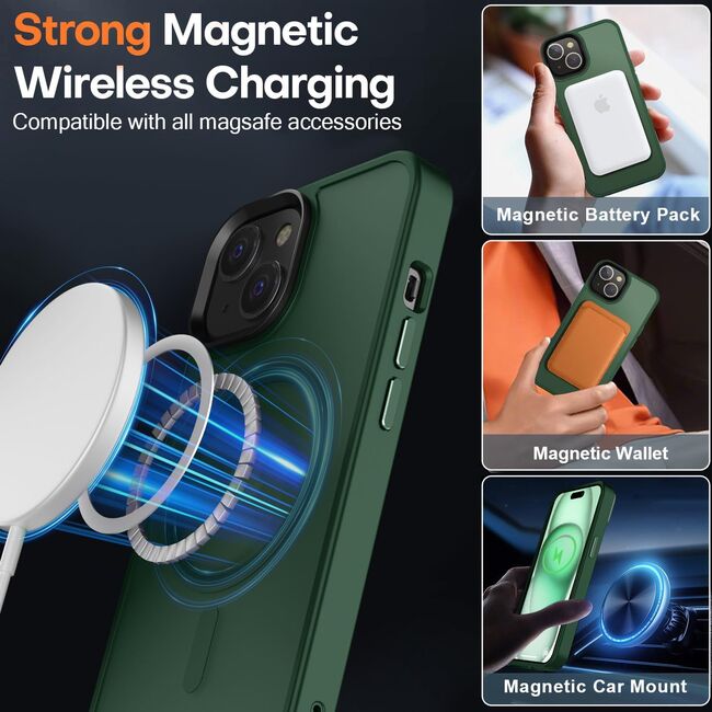 Husa pentru iPhone 15 cu MagSafe, Ghost Series, translucent - verde