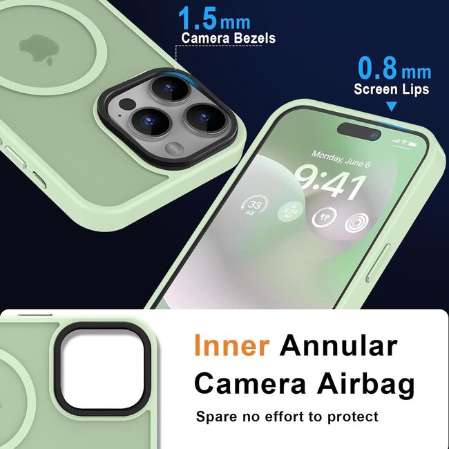 Husa pentru iPhone 15 Pro Max cu MagSafe, Ghost Series, translucent - verde deschis