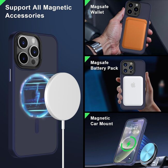 Husa pentru iPhone 15 Pro Max cu MagSafe, Ghost Series, translucent - albastru