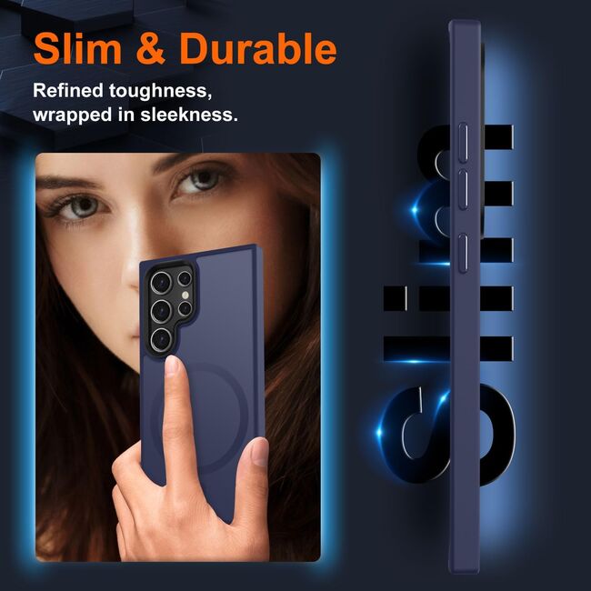 Husa pentru Samsung Galaxy S24 Ultra cu MagSafe, Ghost Series, translucent - albastru