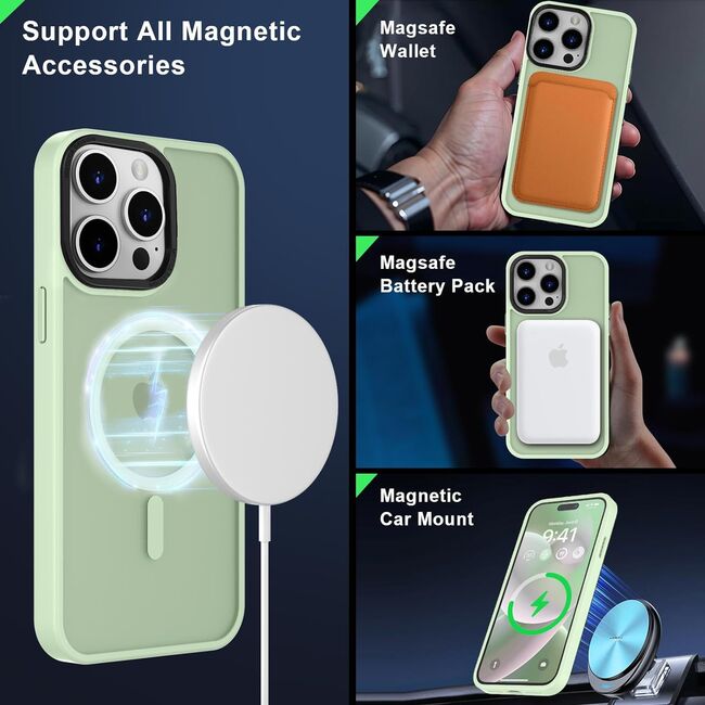 Husa pentru iPhone 15 Pro Max cu MagSafe, Ghost Series, translucent - verde deschis