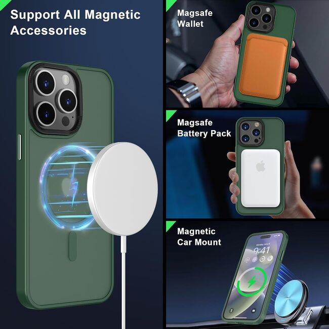 Husa pentru iPhone 15 Pro cu MagSafe, Ghost Series, translucent - verde